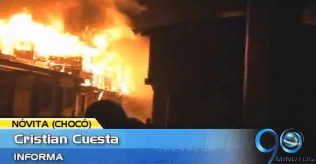 Incendio en municipio del Chocó deja 15 casas destruidas