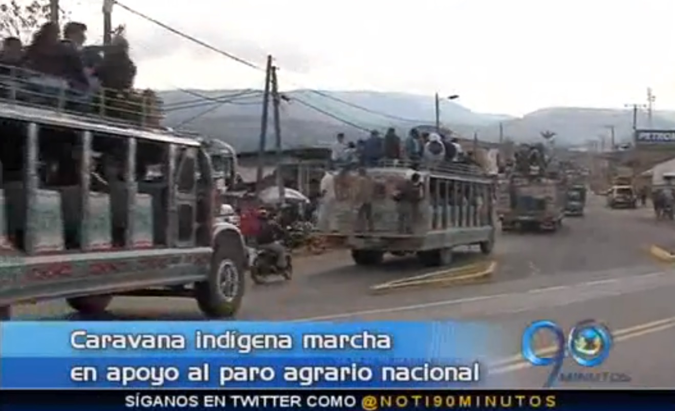 Indígenas marchan hacia Popayán en apoyo al paro nacional agrario