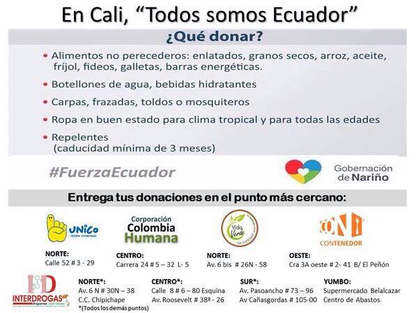 Alcaldía de Cali desautorizó iniciativas de donación para Ecuador