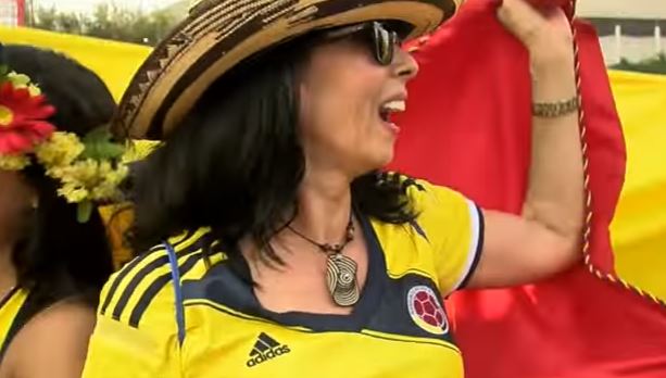 Aficionados colombianos alegran el ambiente previo el partido Colombia vs. Perú