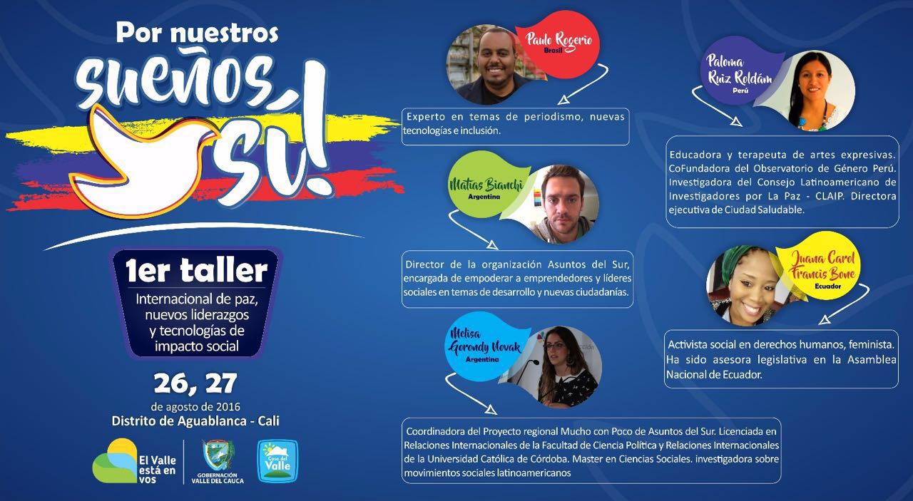 Se aproxima el primer taller internacional de paz y nuevos liderazgos en Cali