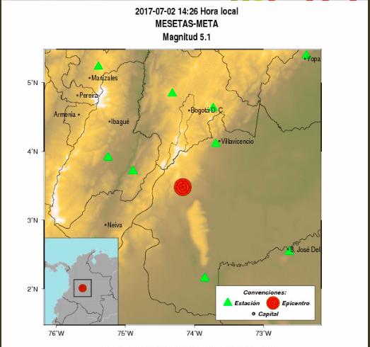 Temblor de magnitud 5,1 con epicentro en Meta se sintió en el Valle del Cauca
