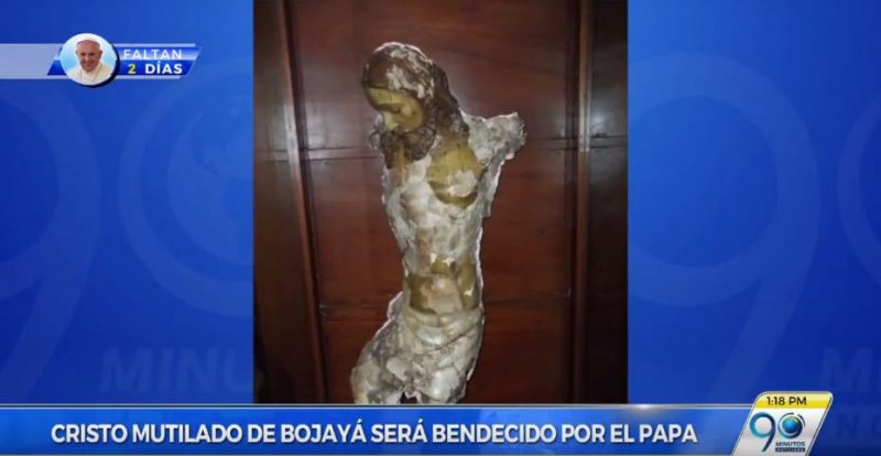 El cristo mutilado de Bojayá será bendecido por el papa en su visita a Villavicencio