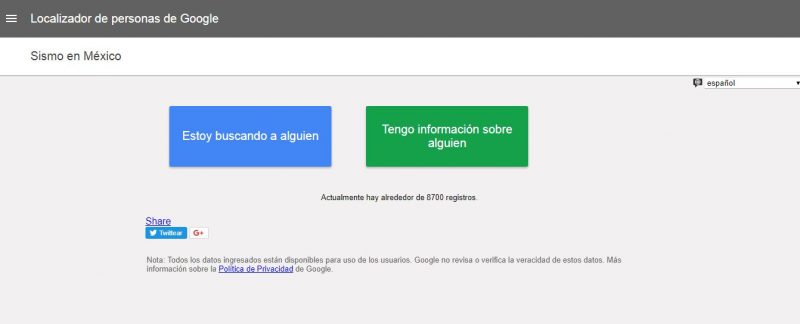 Google activó herramienta para localizar víctimas del sismo en México