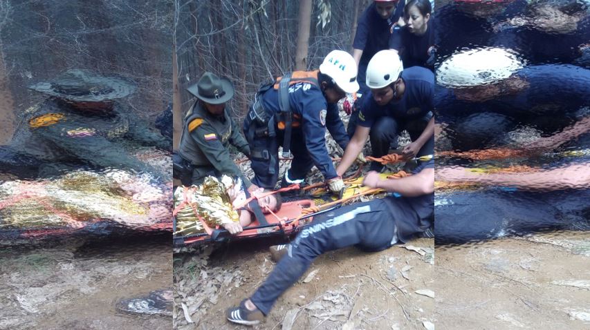 En video: socorristas rescataron a ciclista que cayó a un abismo en zona rural de Popayán