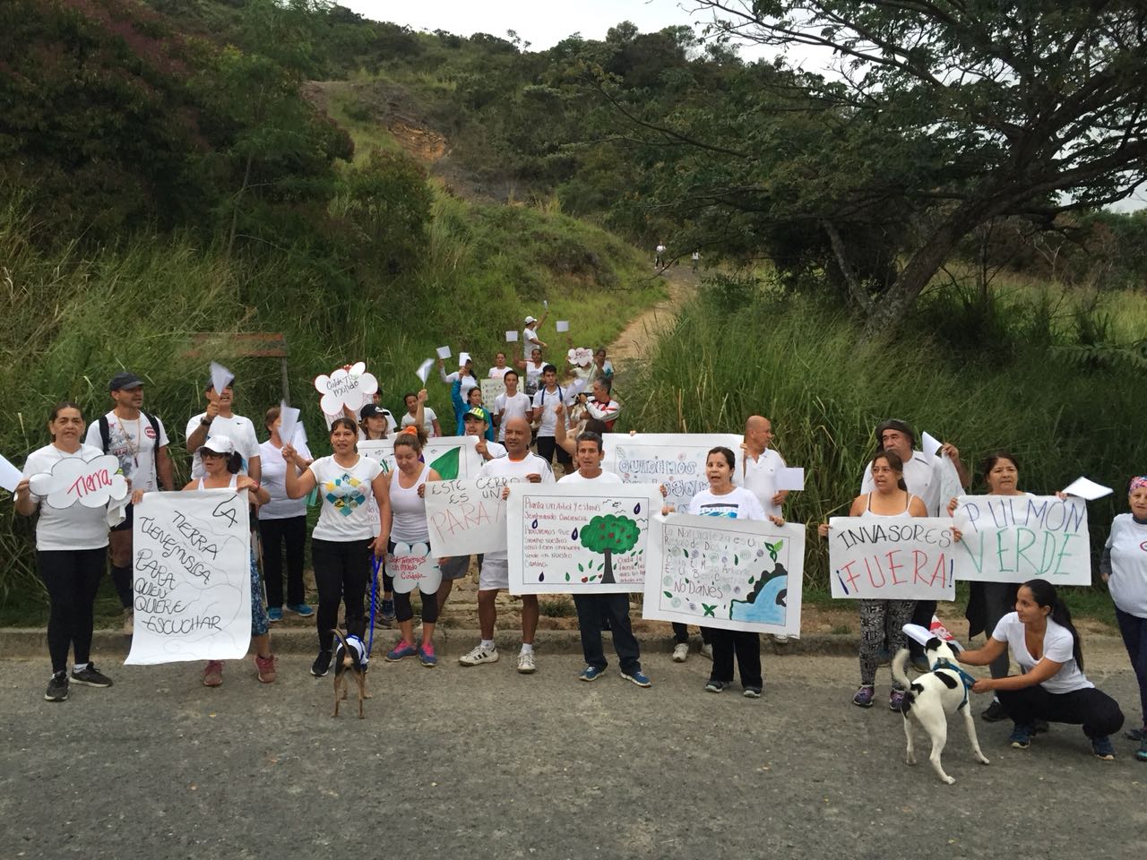 Caleños marcharon para protestar contra la invasión en el cerro de La Bandera