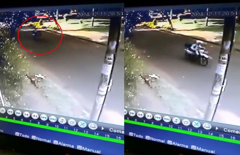 En video quedaron registradas 'piruetas' de agente de tránsito de Cali en moto oficial