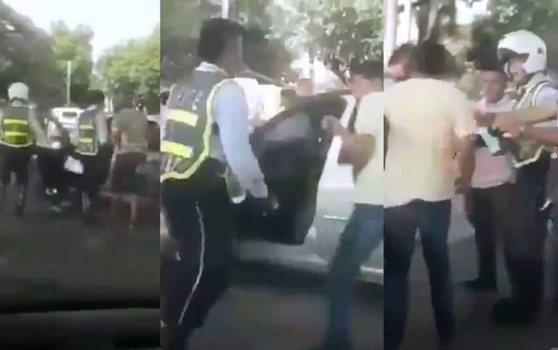 En video quedó registrada pelea entre conductor y agente de tránsito en Jamundí