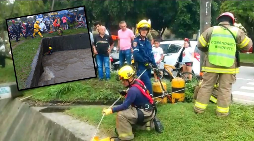 Continúa búsqueda de ciclista que desapareció el viernes en Cali tras fuerte aguacero