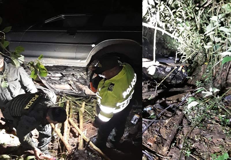 Carro que rodó 200 metros a un abismo dejó a una mujer muerta y tres heridos en el KM 17