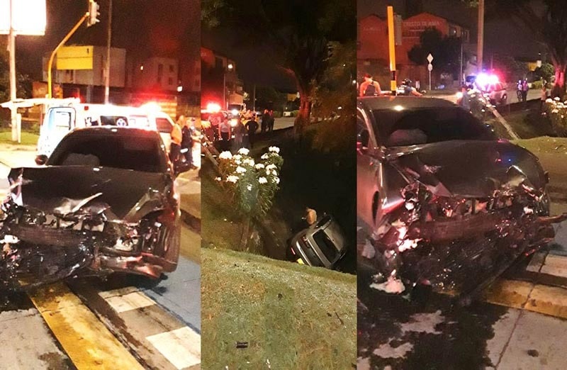 Aparatoso accidente en El Limonar dejó un herido tras caer con su carro a un caño