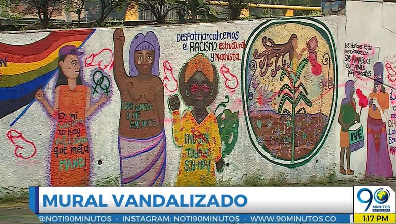 Denuncian que mural hecho por colectivos de mujeres en Cali fue vandalizado con penes