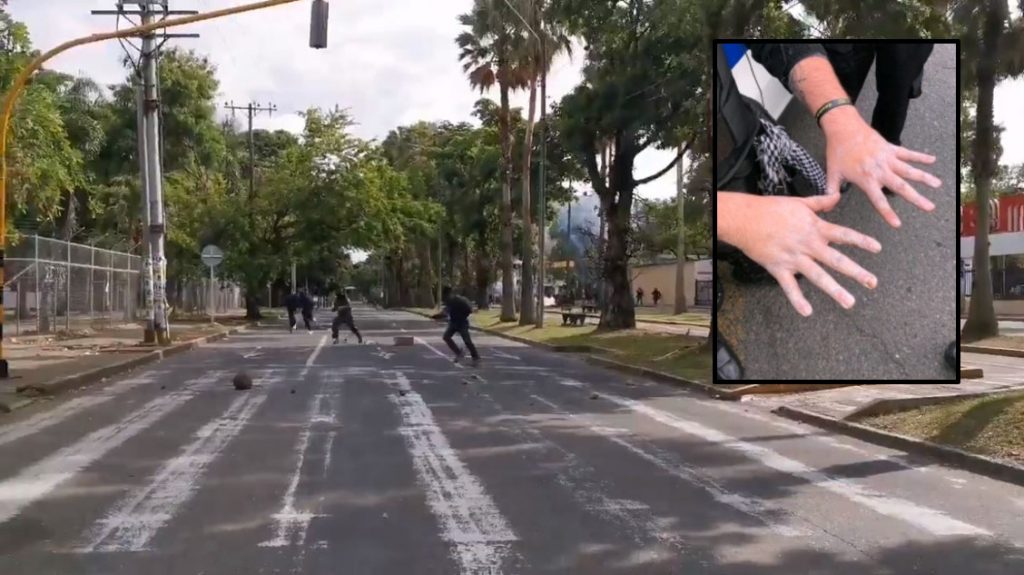 Enfrentamientos entre encapuchados y agentes del ESMAD, dejaron dos heridos en Cali
