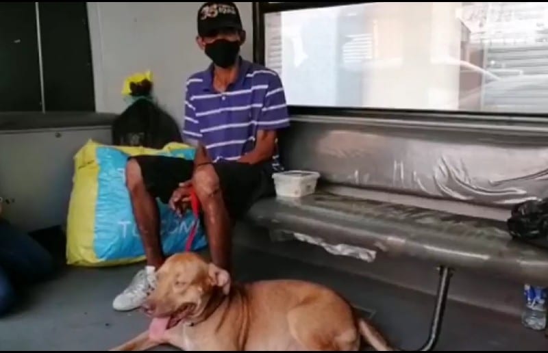 En Cali: habitante de calle ayuda con la alimentación de cachorros