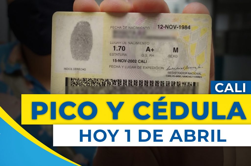 Este es el pico y cédula que rige este jueves 1 de abril en Cali