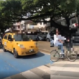 ¿Falta cultura ciudadana? Taxista invade ciclorruta e irrespeta a bici-usuario