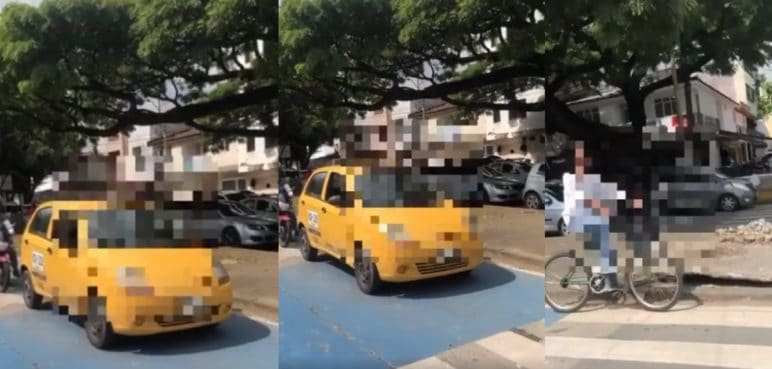 ¿Falta cultura ciudadana? Taxista invade ciclorruta e irrespeta a bici-usuario