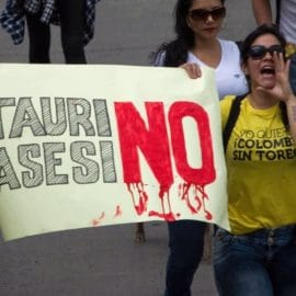 'Cordón Humano' en contra de las corridas de toros en la Plaza de Cañaveralejo