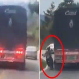 Video: chofer de tractomula casi causa tragedia por discutir con otro conductor