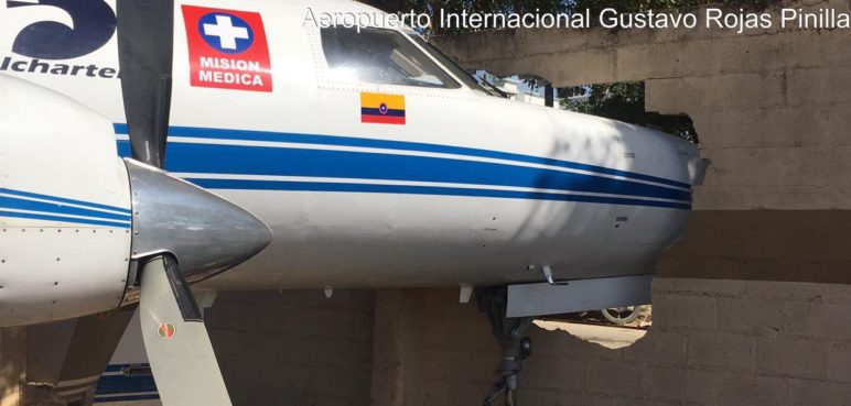 Aeronave chocó contra un muro de contención del aeropuerto de San Andrés