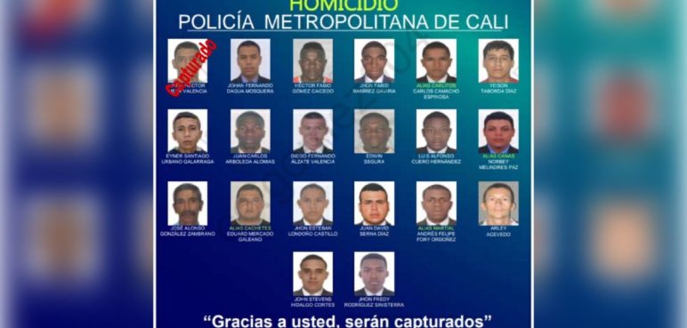 Policía revela el cartel de los 30 delincuentes más buscados en Cali