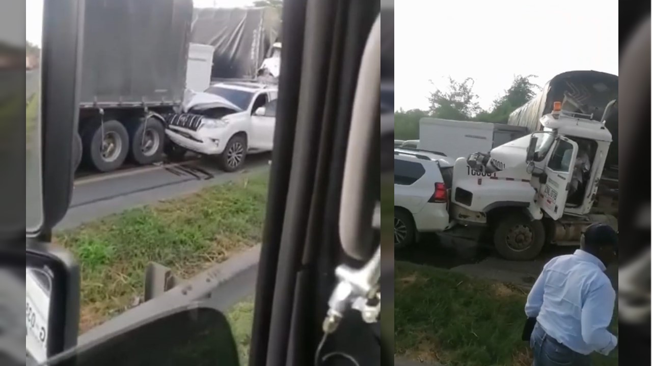 Vía Buga - Cali bloqueada tras aparatoso accidente múltiple