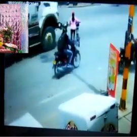 Revelan estremecedor video en el que una ciclista fue arrollada por una volqueta