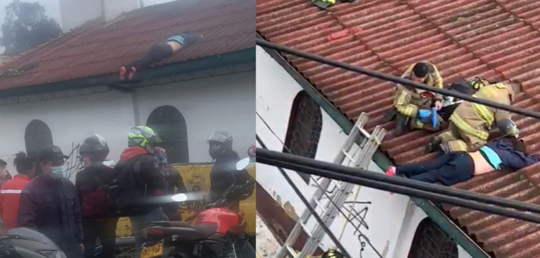 Parrillera terminó en el techo de una iglesia después de un accidente de tránsito