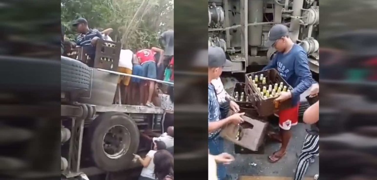 Video: personas roban camión de cervezas que se accidentó en la vía Panamericana