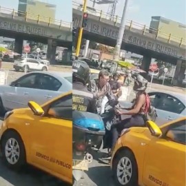 Imprudencia en la vía: Taxista retiene a motociclista después de dañar su vehículo