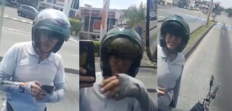 No paran las imprudencias: motociclista invadió carril del MÍO e insultó al conductor