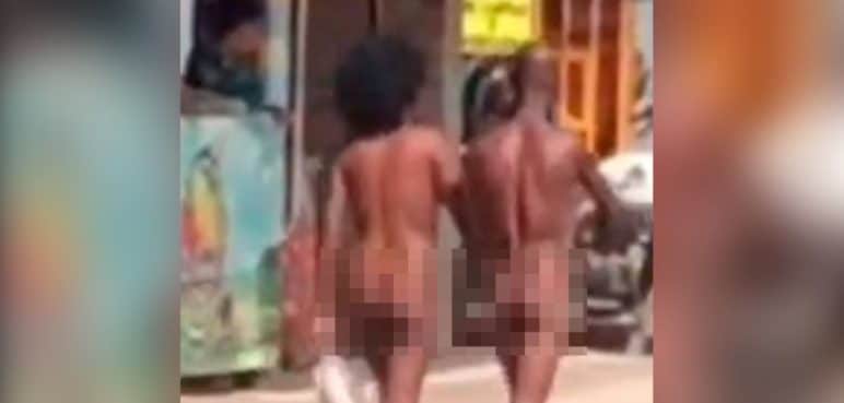 ¡De no creer! polémica por pareja caminando desnuda en las calles de Cali