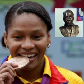 Denuncian robo de escultura de la deportista Yuri Alvear en Jamundí