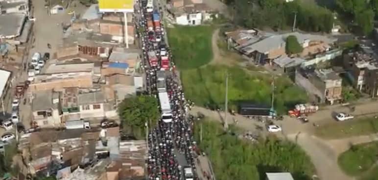 Impresiónate video de la congestión de este jueves en el Puente de Juanchito