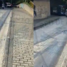 Motociclista que invadió carril del MÍO se cayó por el derrame de aceite en la vía
