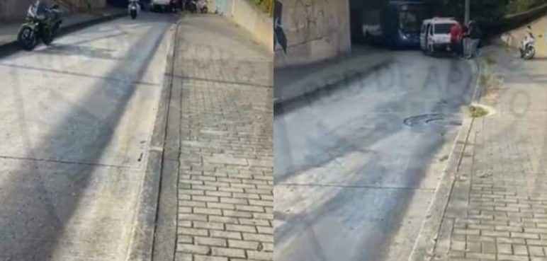 Motociclista que invadió carril del MÍO se cayó por el derrame de aceite en la vía