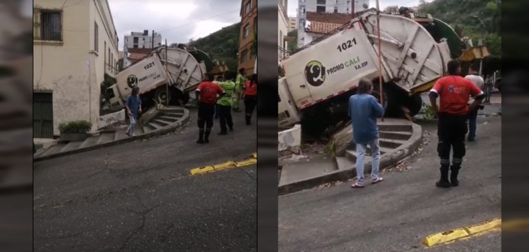 Video: Camión de basura se chocó contra una vivienda en el norte de Cali