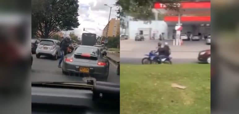 Video: Delincuentes en moto roban carro de alta gama detenido en un semáforo