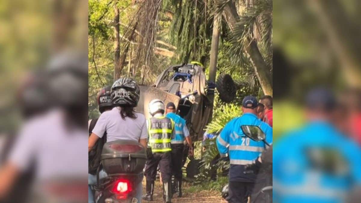 Congestión vehicular por accidente de tránsito en la vía Yumbo