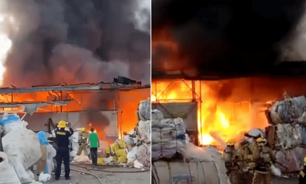 Incendio se registró al interior de una bodega de reciclaje en Yumbo Valle.