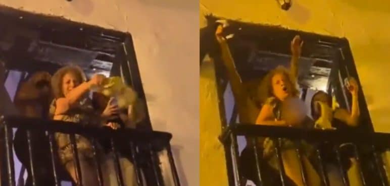 En video: Una mujer hizo 'striptease' desde un balcón en Villa de Leyva