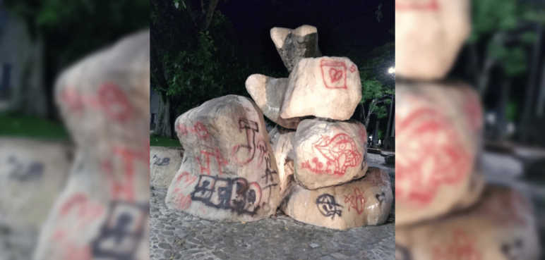¡Increíble! Piedras del Parque Central Río Cali fueron vandalizadas