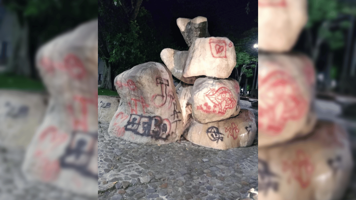 ¡Increíble! Piedras del Parque Central Río Cali fueron vandalizadas