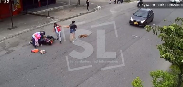 Video: Motociclista golpeó brutalmente a un perrito que acababa de atropellar