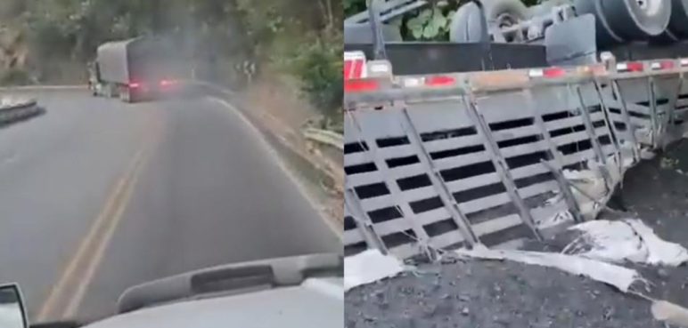 En video: Tractomula pierde los frenos y se estrella con otro camión