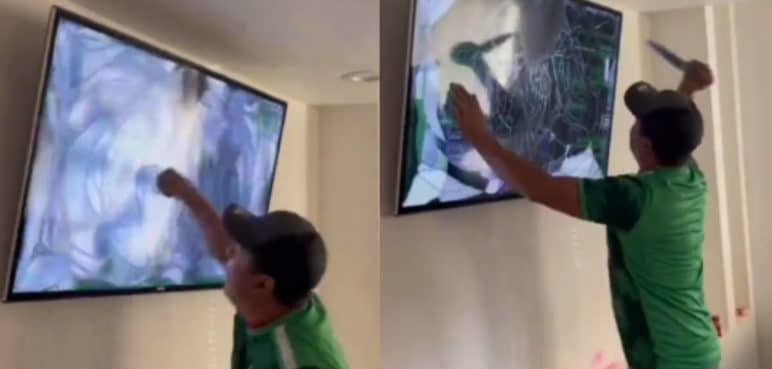 Video: Hincha mexicano destruyó el televisor tras la eliminación de su selección
