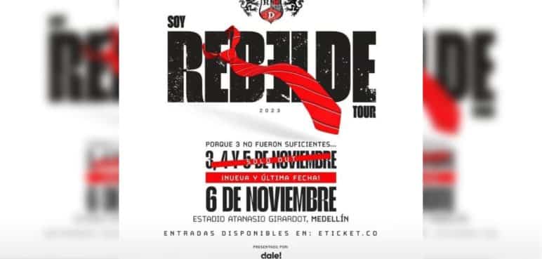 Nueva fecha de RBD en Colombia: Será nuevamente en Medellín el 6 de Noviembre