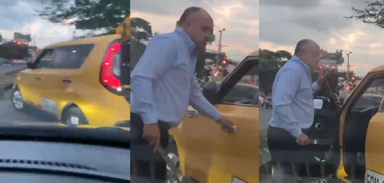 Video: Taxista amenazó con un machete a conductor por un supuesto rayón
