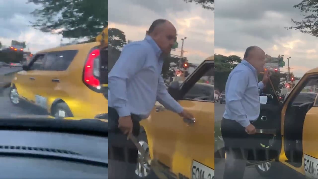 Video: Taxista amenazó con un machete a conductor por un supuesto rayón
