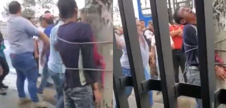 Video: Comunidad golpeó y amarró a un poste de luz a un presunto ladrón